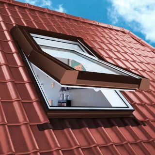Dachfenster ThermoMax Roof PVC weiß Blechteile braun