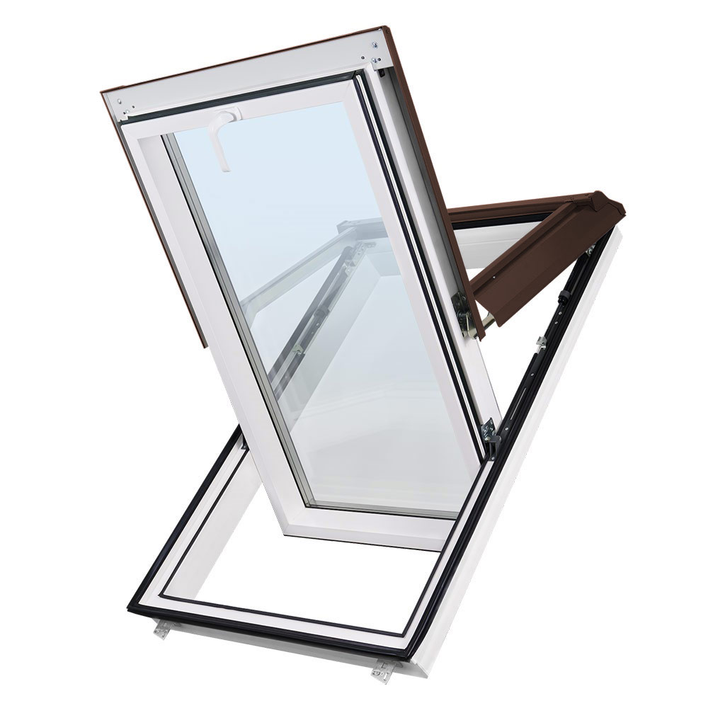 Dachfenster Kunststoff ThermoMax TRIPLE Braun / Weiß