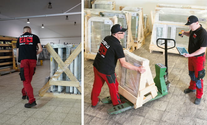 Mitarbeiter der BEW beim verpacken